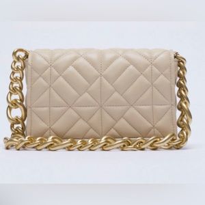 Zara Quilted Chain Strap Purse in Cream